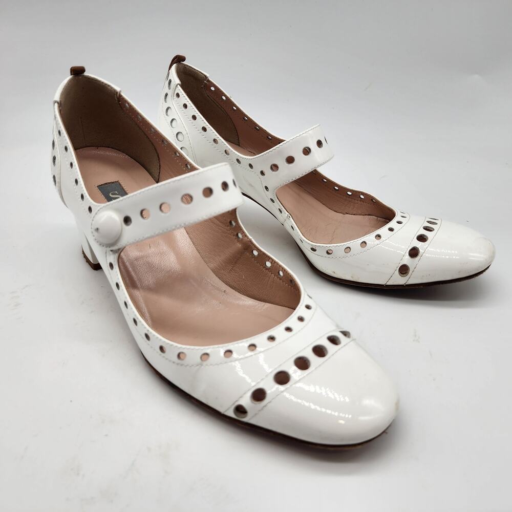 SJP Sarah Jessica Parker Tartt Pierce White Patent Mary Jane Heel EU 35.5 US 5.5 - Picture 1 of 8